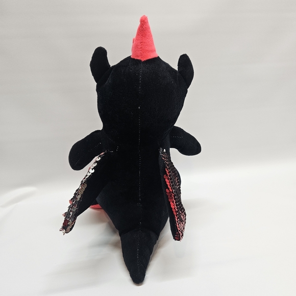 Fun Express Black & Red Dragon Plush With Two-Tone Red & Silver Flipping Sequins - Picture 4 of 9